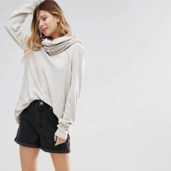 Free People Beach Cocoon Cowl Neck Sweater Women's XS/S Oatmeal Pullover Comfort - Picture 1 of 8